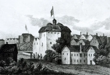 The Globe Theatre on the Bankside as it Appeared in the Reign of James I, 1672